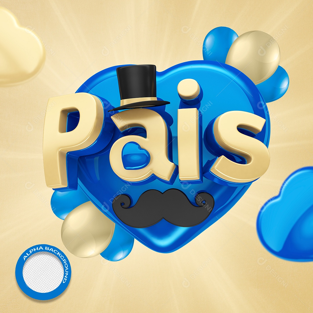 Dia dos Pais Selo 3D Composição PSD