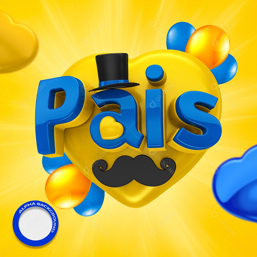 Dia dos Pais Selo 3D Composição PSD