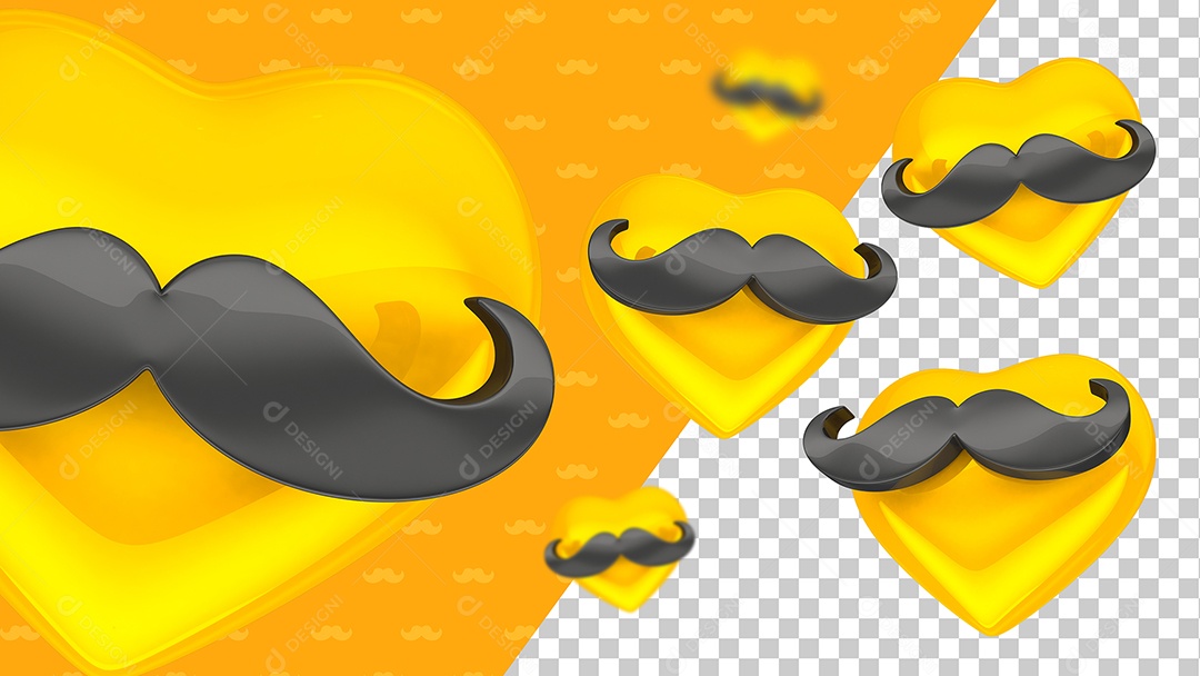 Conjunto de Corações Dia dos Pais Elemento para Composição PSD