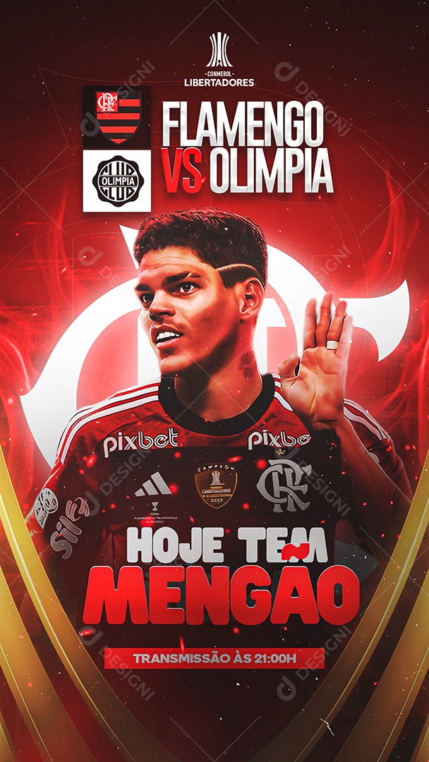 Story Futebol  Hoje Tem Mengão Flamengo X Olimpia Social Media PSD Editável