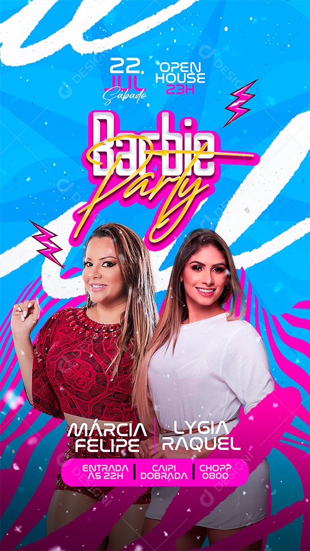 Story Flyer Barbie Party Social Media PSD Editável