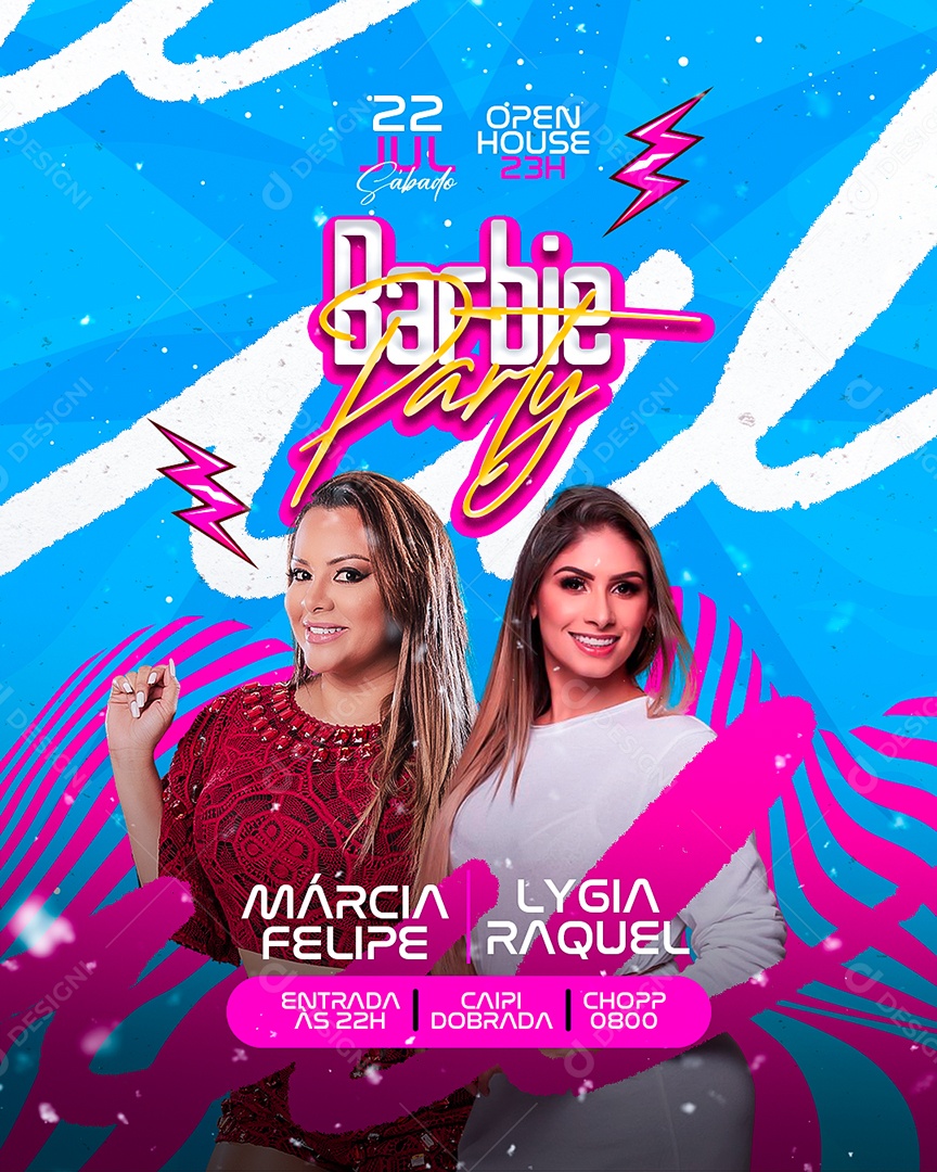 Flyer Barbie Party Social Media PSD Editável