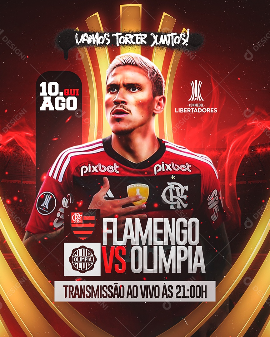 Futebol Libertadores Flamengo X Olimpia Social Media PSD Editável