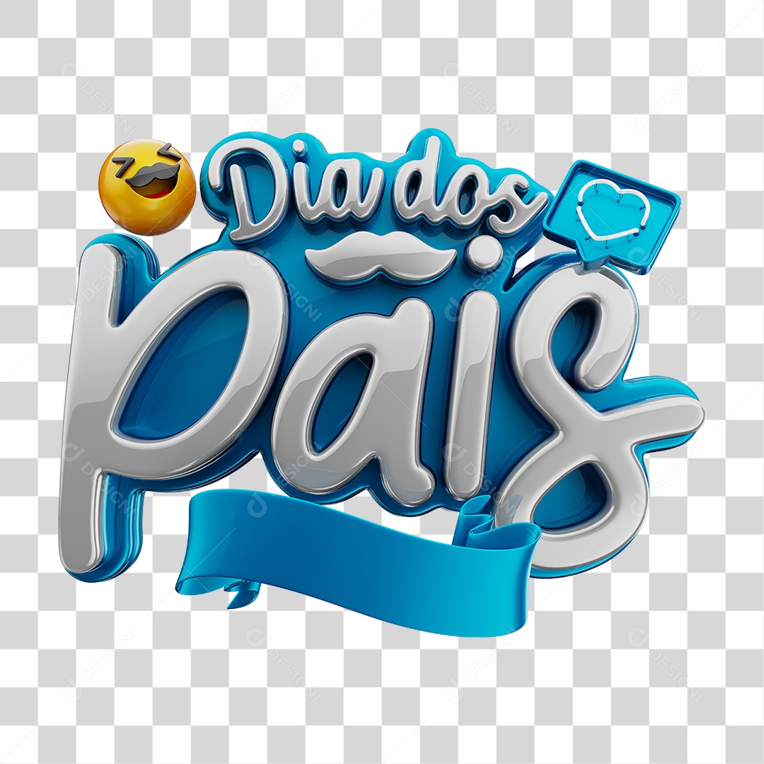 Elemento 3D Dia dos Pais para Composição PNG Transparente