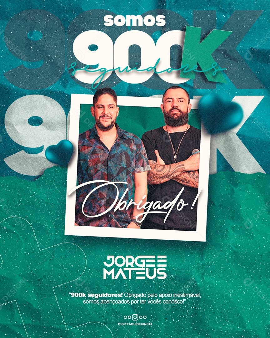 Somos 900K Seguidores Jorge e Mateus Social Media PSD Editável