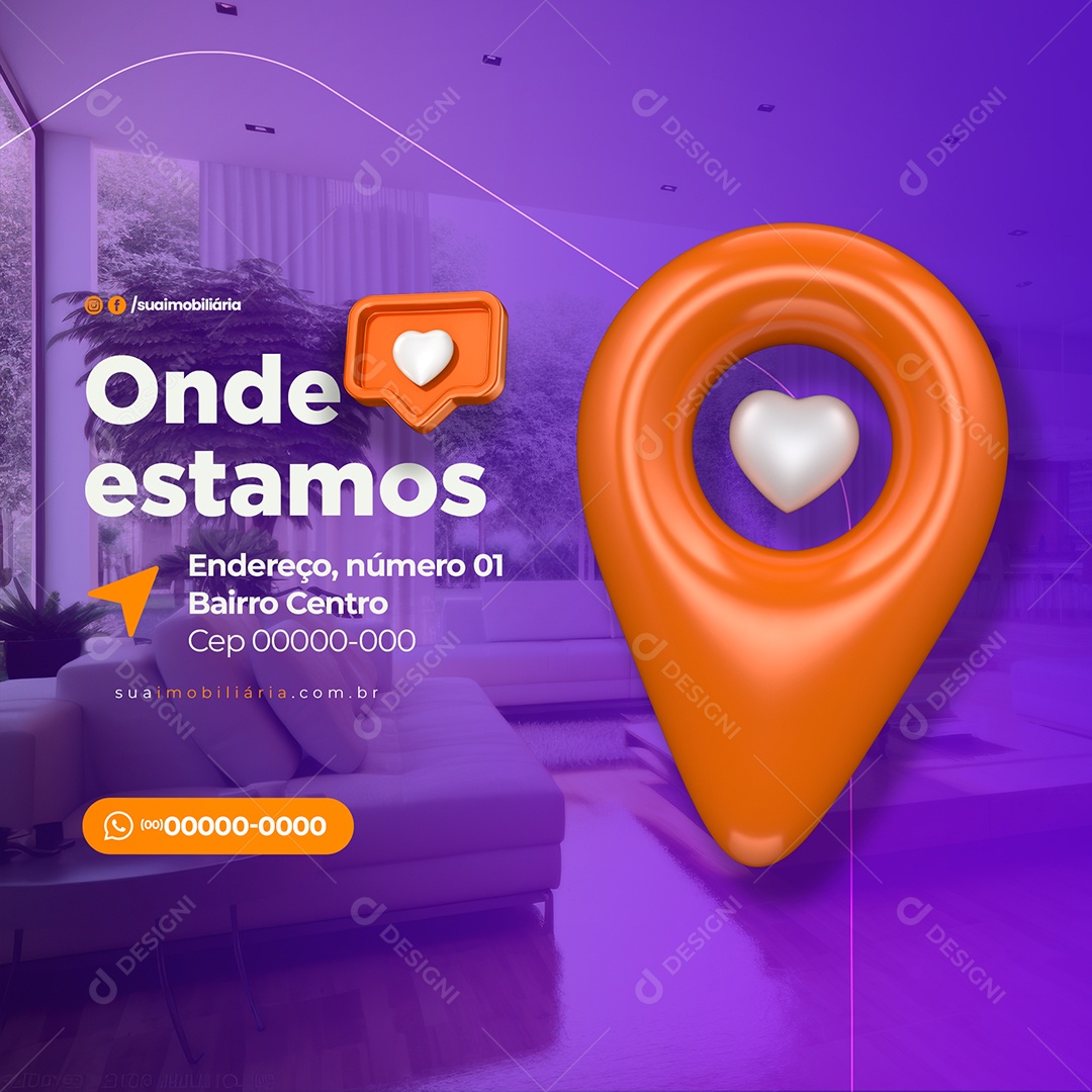 Onde Estamos Imobiliária Social Media PSD Editável
