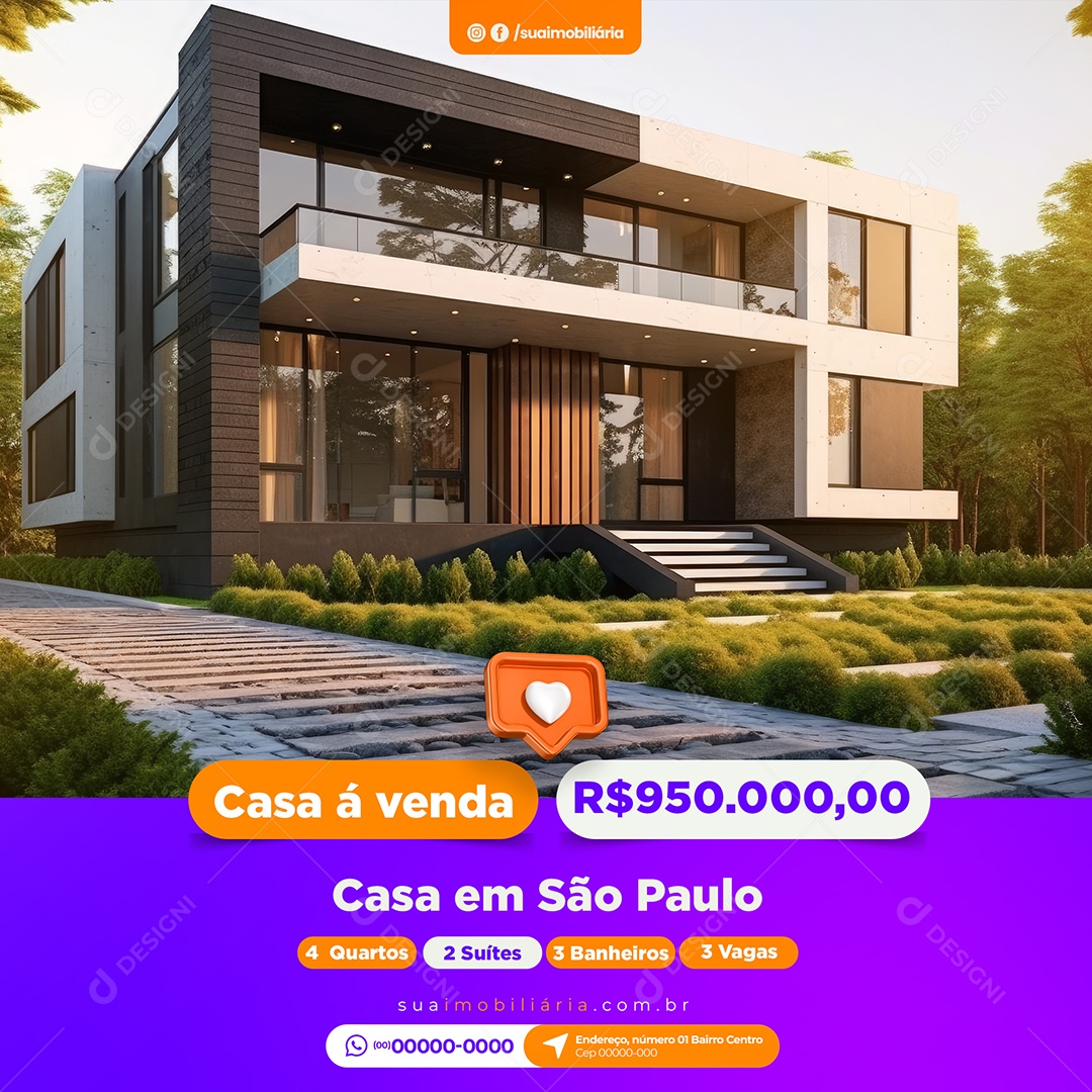 Casa á Venda Imobiliária Social Media PSD Editável