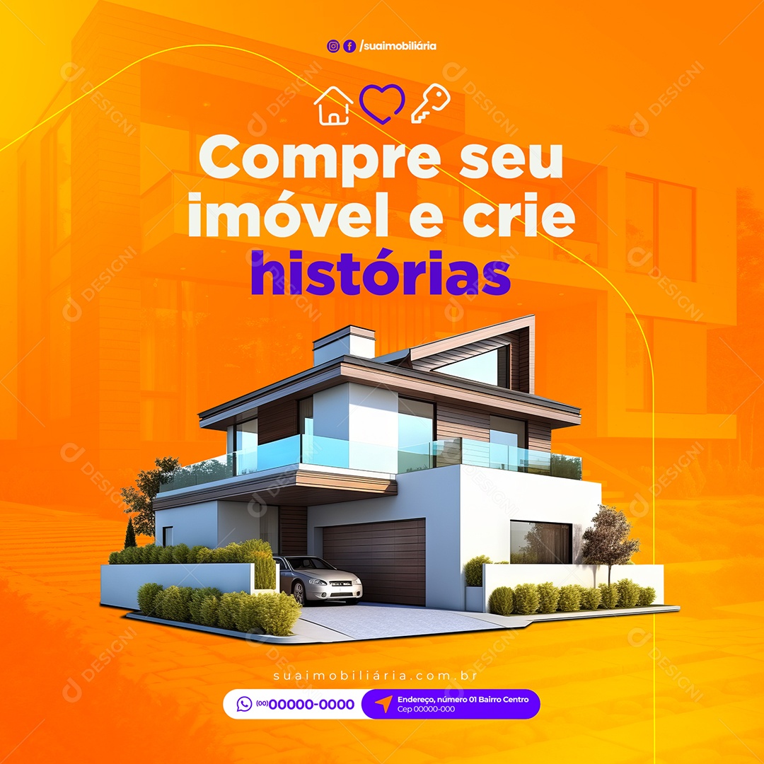 Compre Seu Imóvel e Crie História Imobiliária Social Media PSD Editável