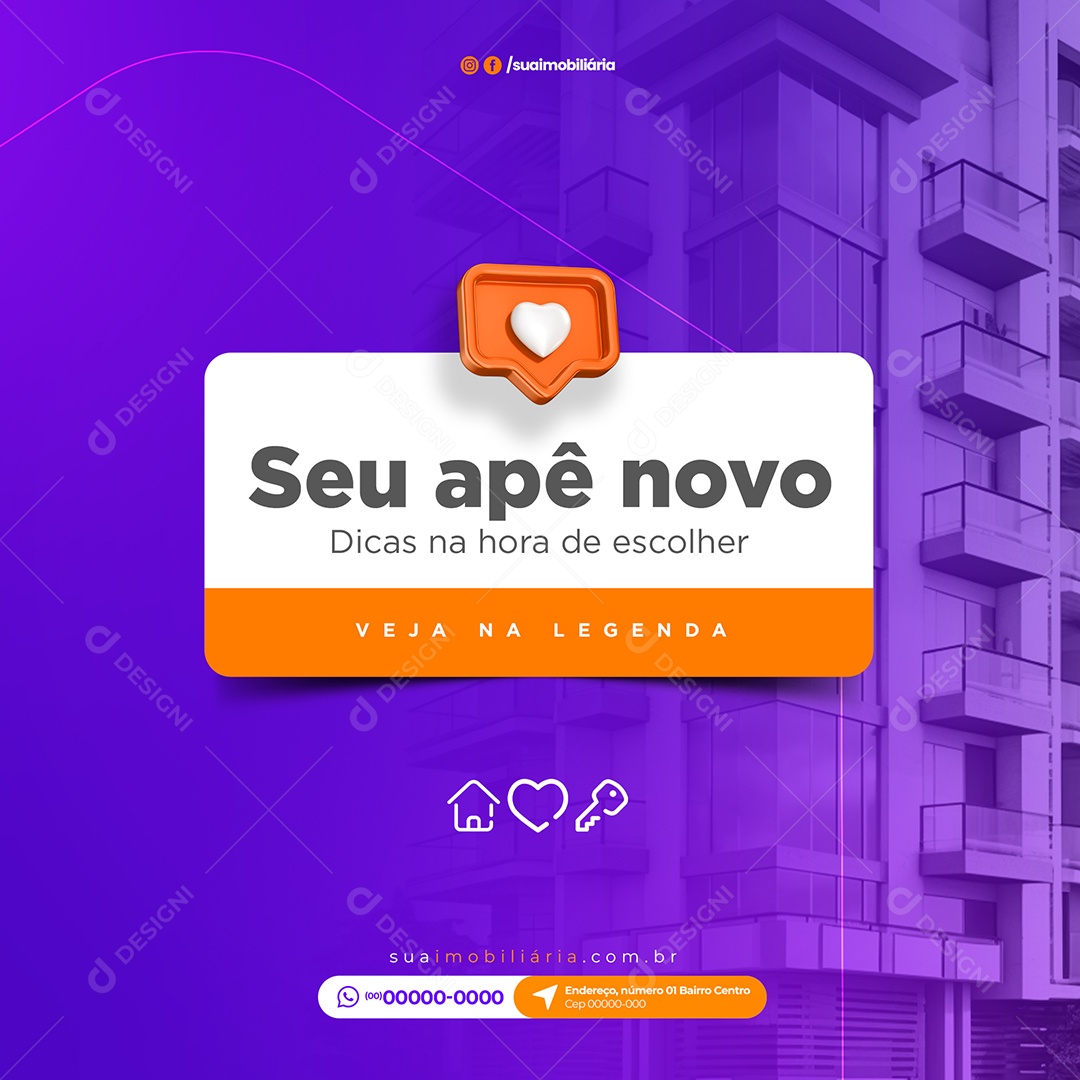 Seu Apê Novo Imobiliária Social Media PSD Editável