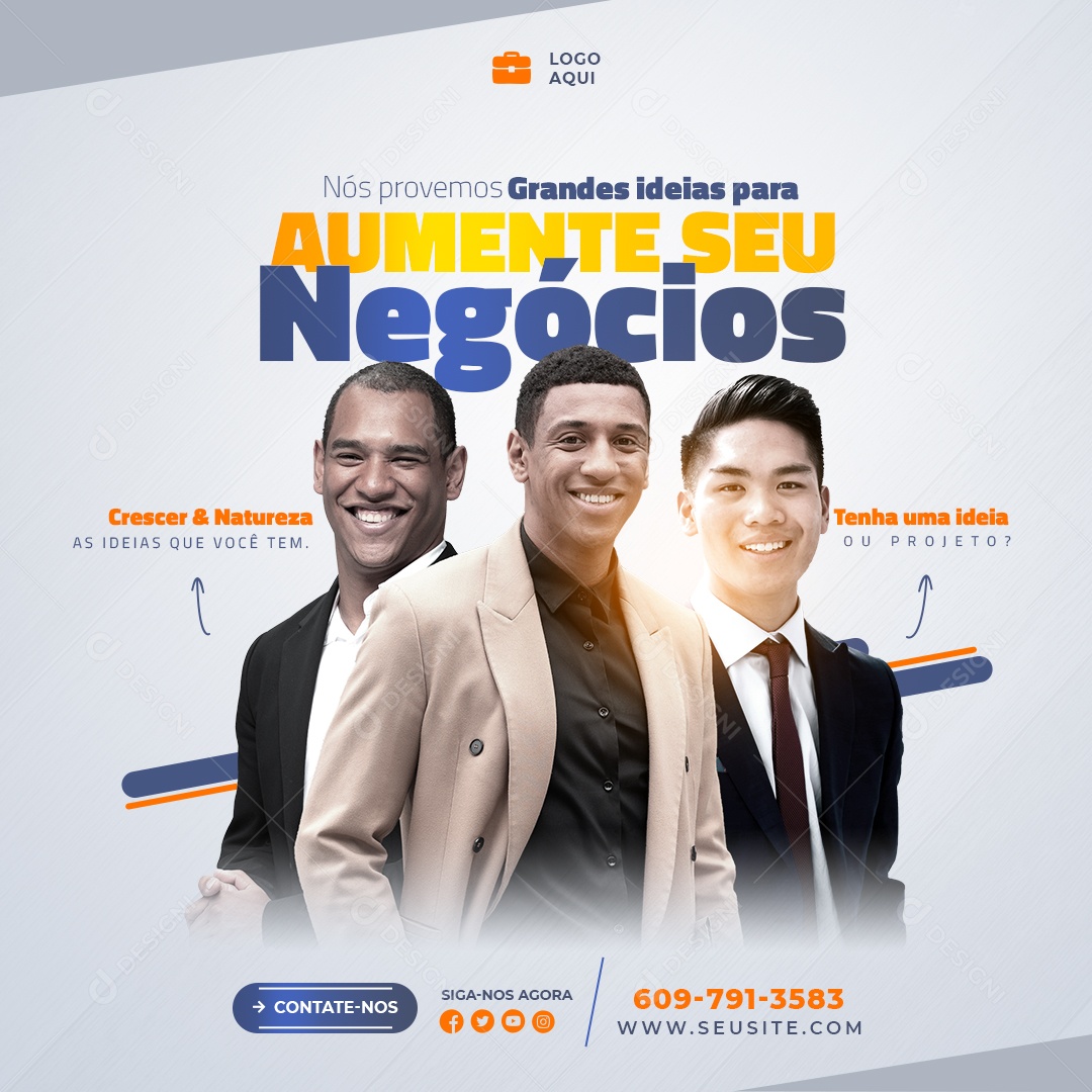 Aumente Seu Negócios Marketing Digital Social Media PSD Editável