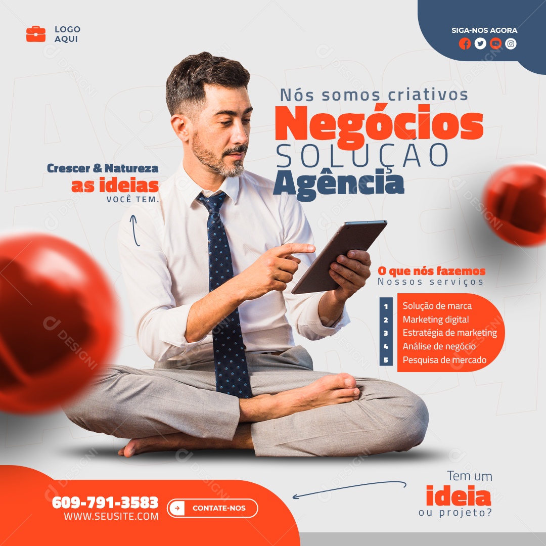 Negócios Solução Agencia Marketing Digital Social Media PSD Editável