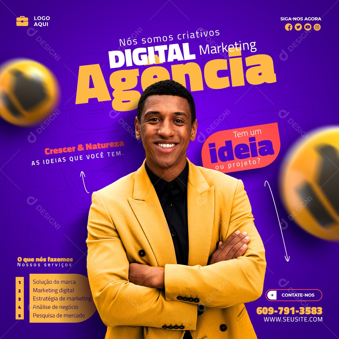 Digital Agencia Marketing Digital Social Media PSD Editável