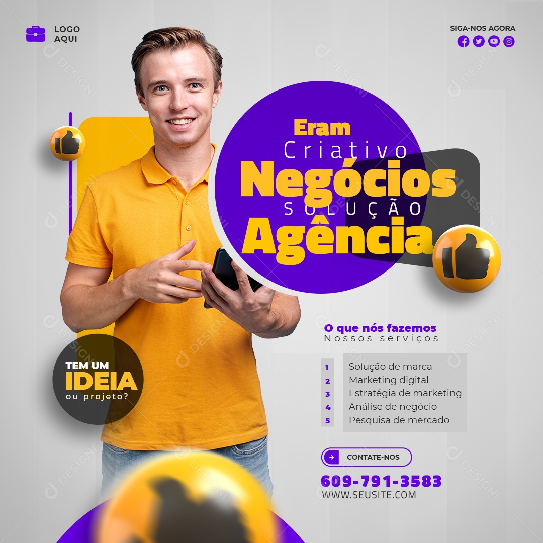 Negócios Solução Agencia Marketing Digital Social Media PSD Editável