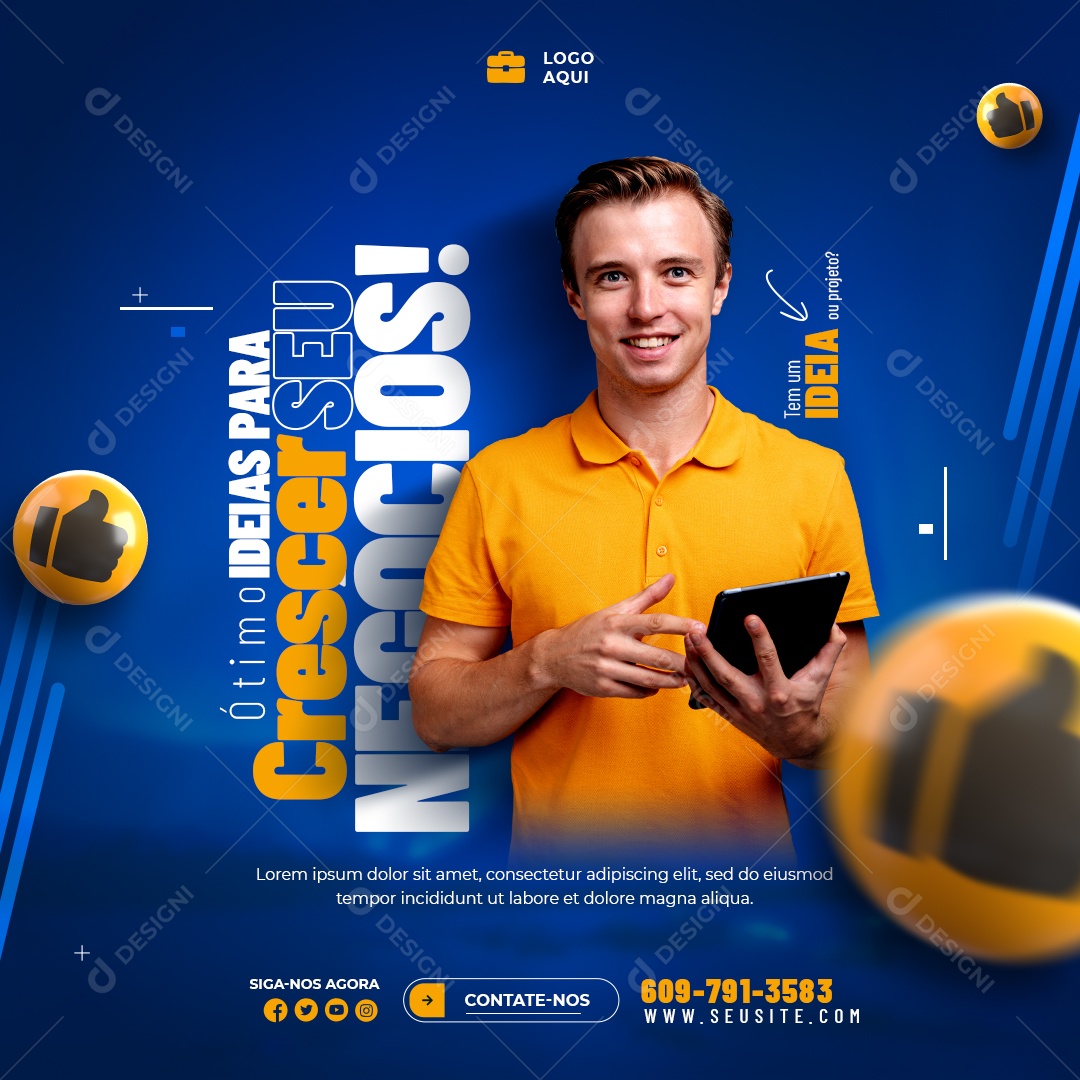 Crescer Seu Negócios Marketing Digital Social Media PSD Editável