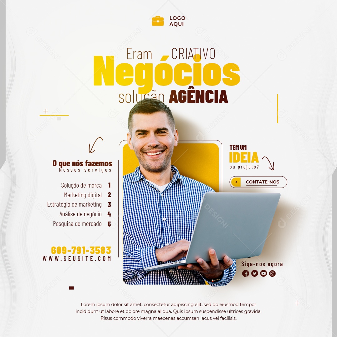 Negócios Solução Agencia Marketing Digital Social Media PSD Editável