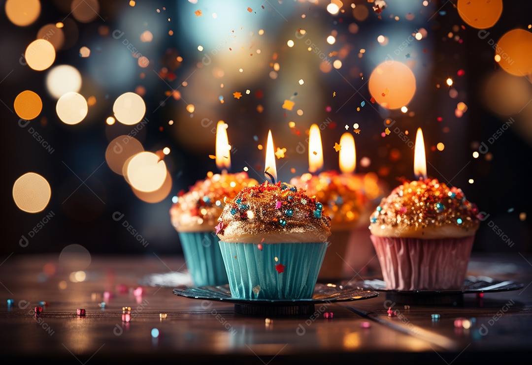 Deliciosos cupcakes confeitados para aniversário