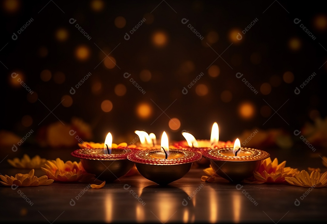 Ilustração fotográfica do festival de Diwali da tradição das luzes