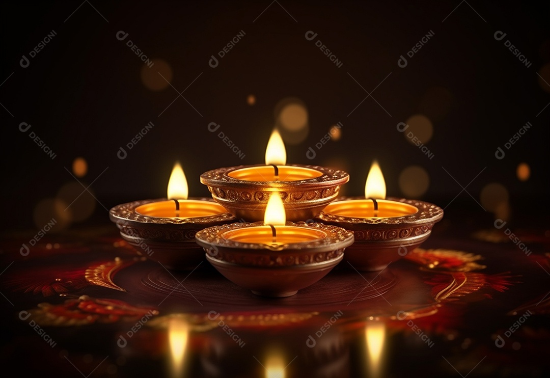 Ilustração fotográfica do festival de Diwali da tradição das luzes