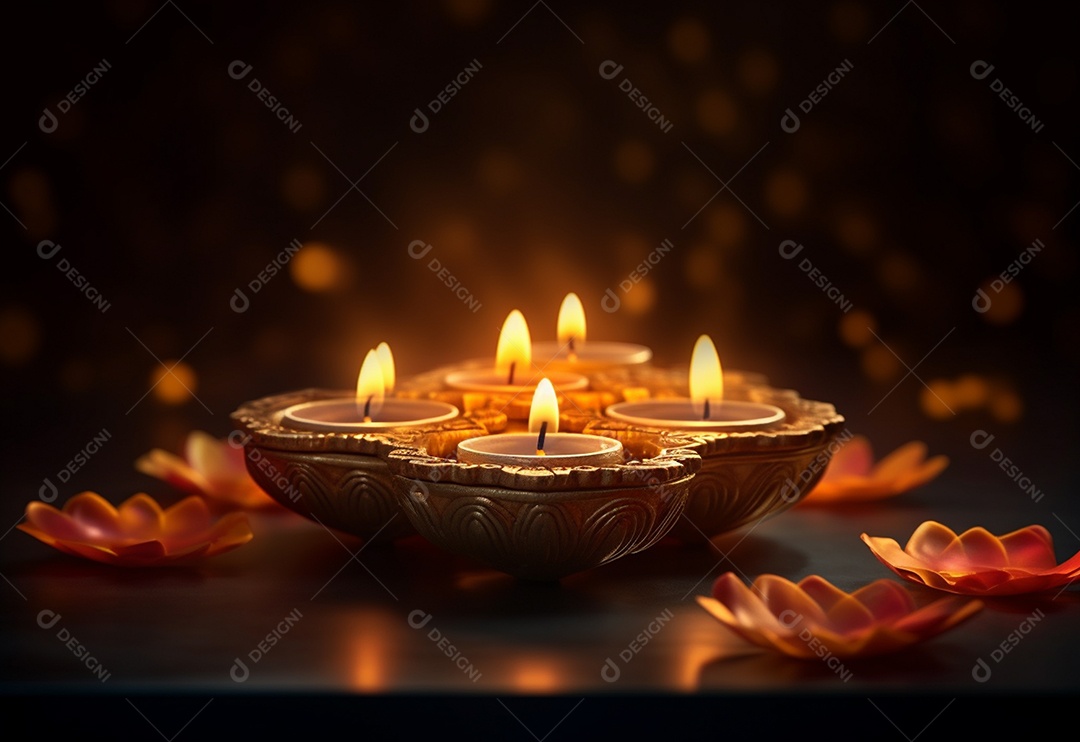 Ilustração fotográfica do festival de Diwali da tradição das luzes