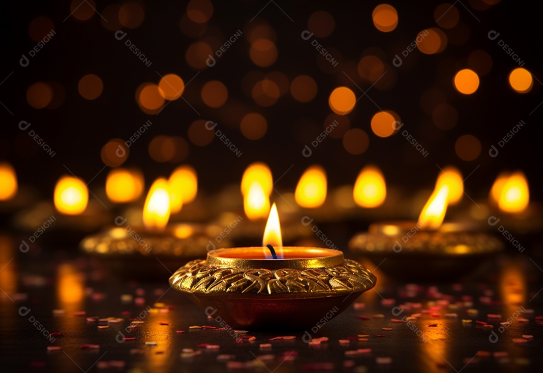 Ilustração fotográfica do festival de Diwali da tradição das luzes