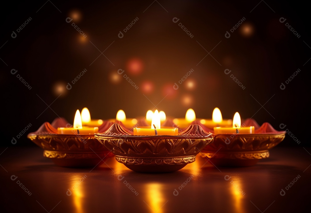 Ilustração fotográfica do festival de Diwali da tradição das luzes