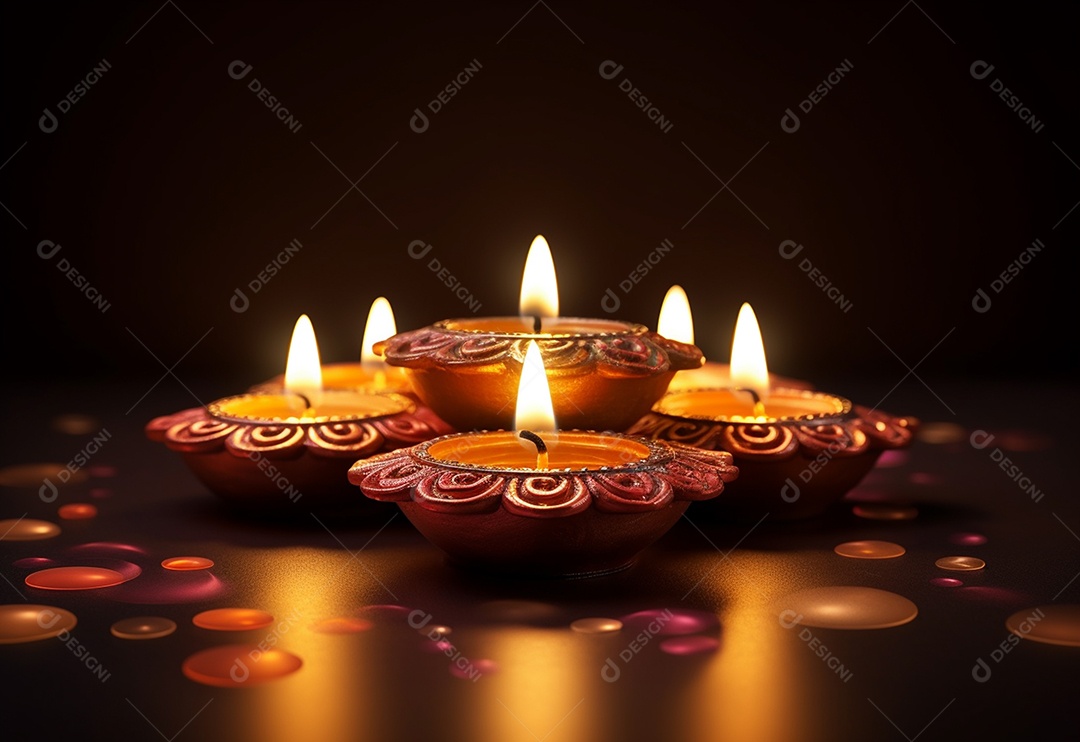 Ilustração fotográfica da tradição do festival de luzes de Diwali