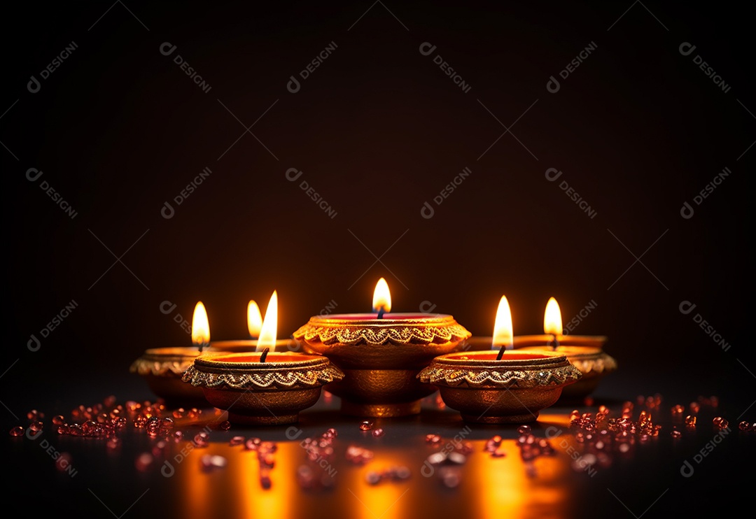 Ilustração fotográfica da tradição do festival de luzes de Diwali