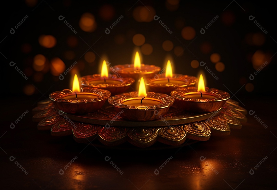 Ilustração fotográfica da tradição do festival de luzes de Diwali