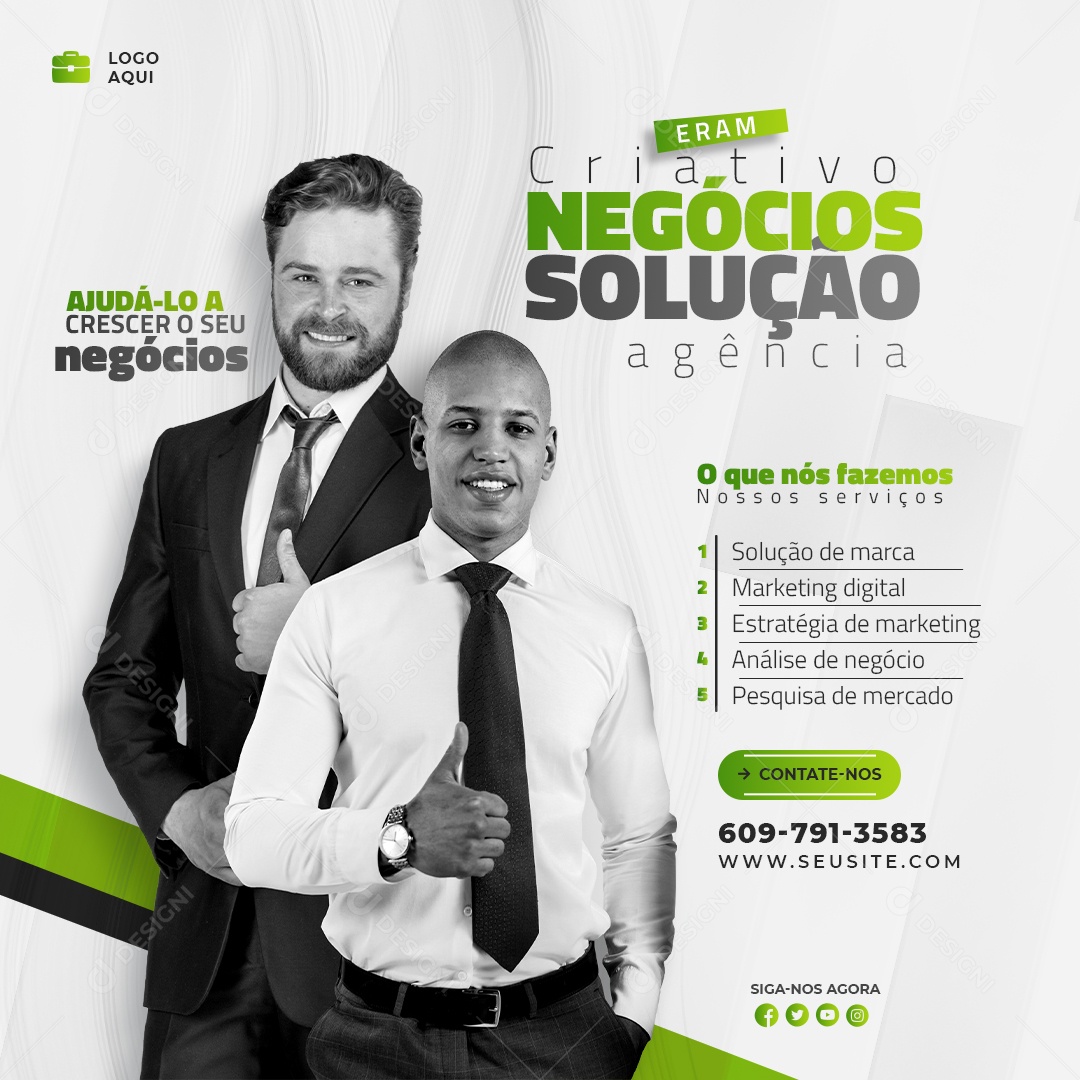 Negócios Solução Agencia Marketing Digital Social Media PSD Editável