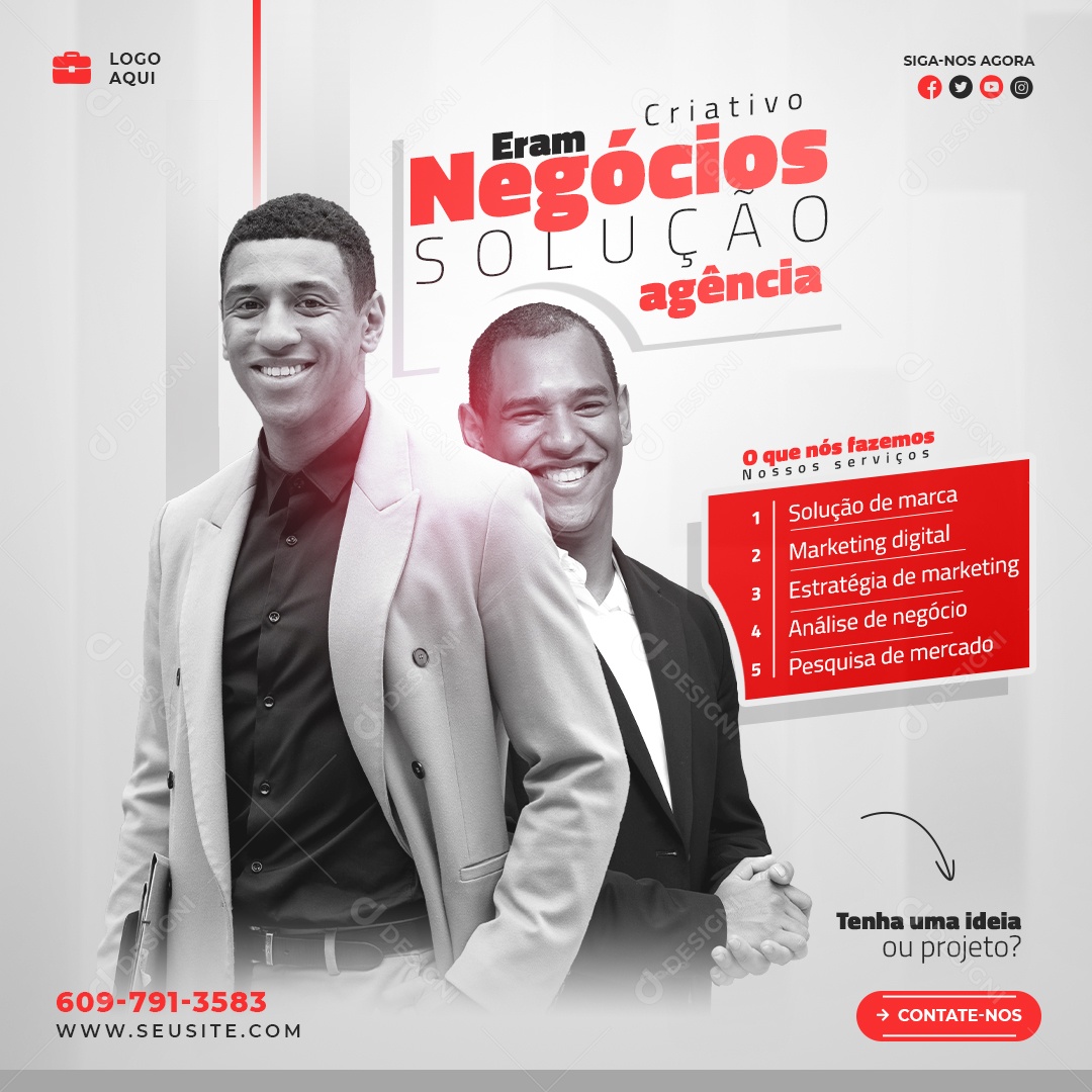 Negócios Solução Agencia Marketing Digital Social Media PSD Editável