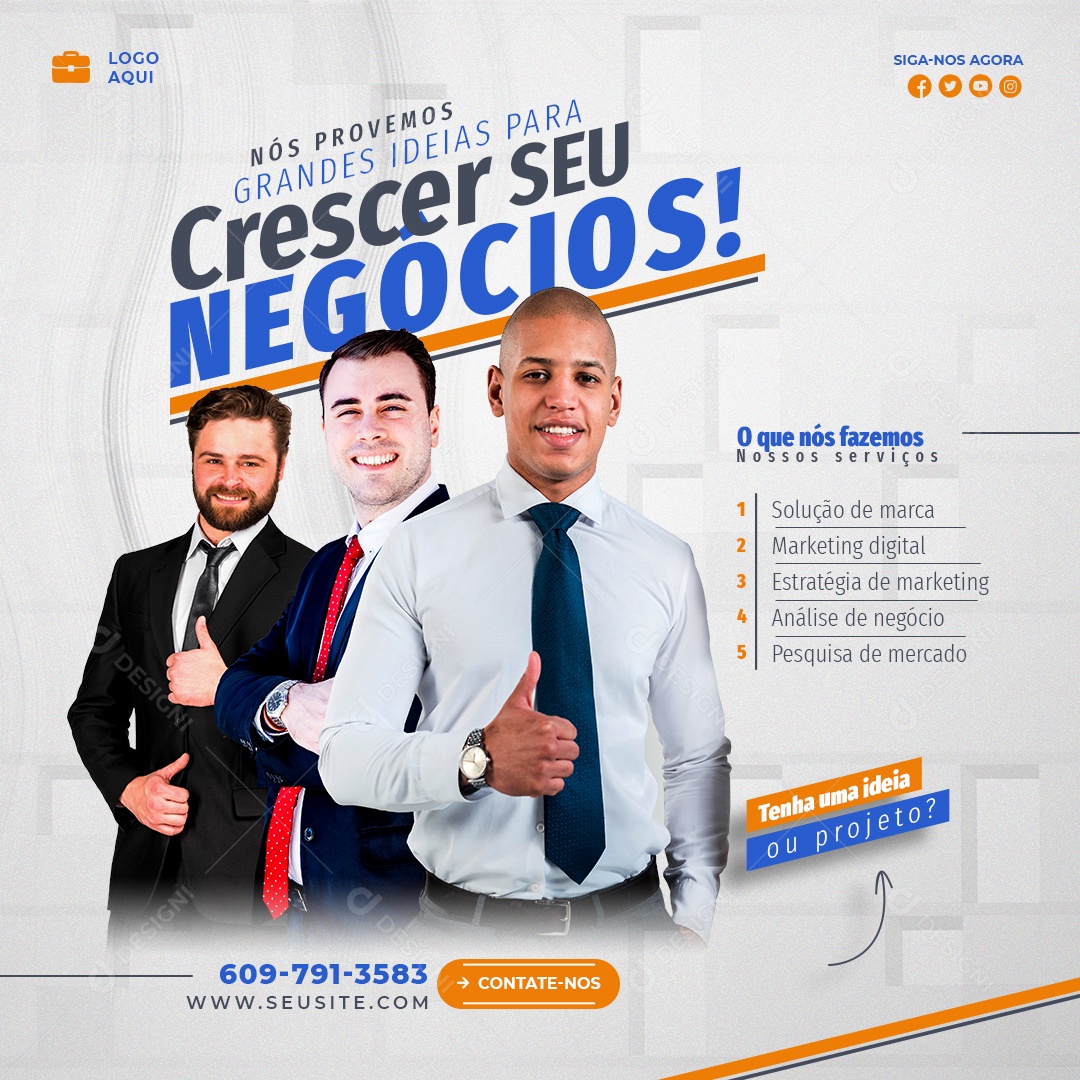 Crescer Seu Negócios Marketing Digital Social Media PSD Editável