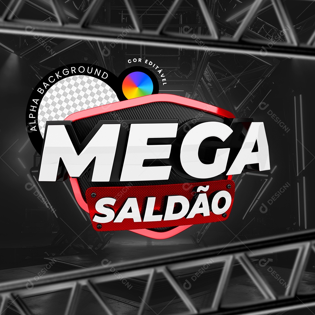 Selo 3D Mega Saldão para Composição PSD
