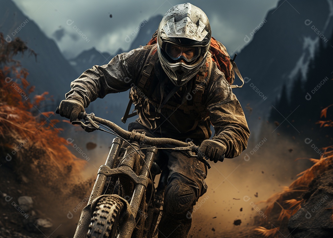 Homem andando de bicicleta pelas colinas