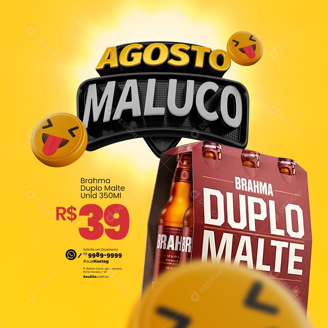 Cervejaria Agosto Maluco Brahma Duplo Malte Social Media PSD Editável
