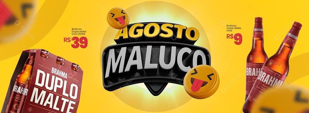 Banner Cervejaria Agosto Maluco Brahma Duplo Malte Social Media PSD Editável