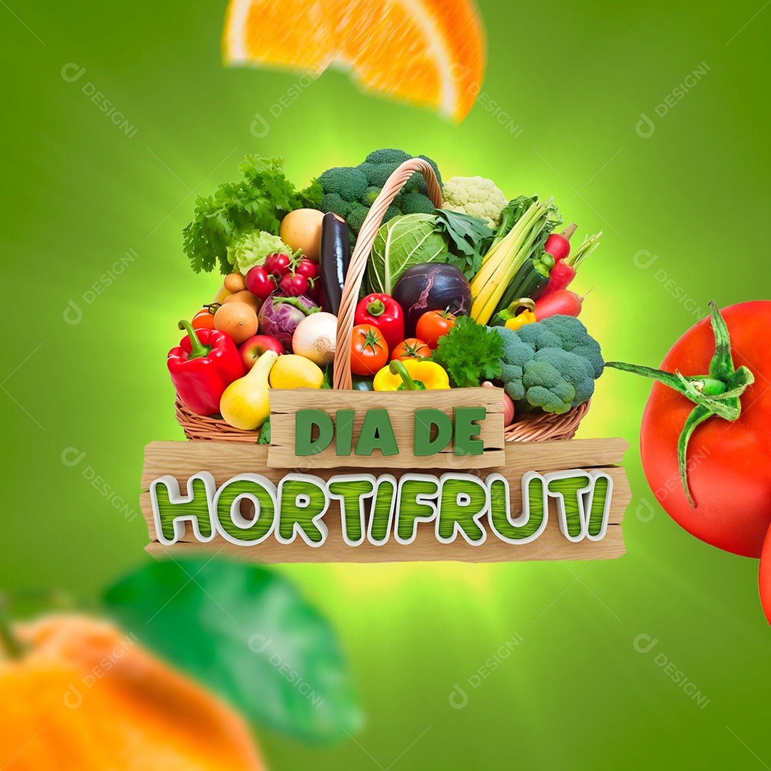 Dia de Hortifruti Selo 3D Para Composição PSD