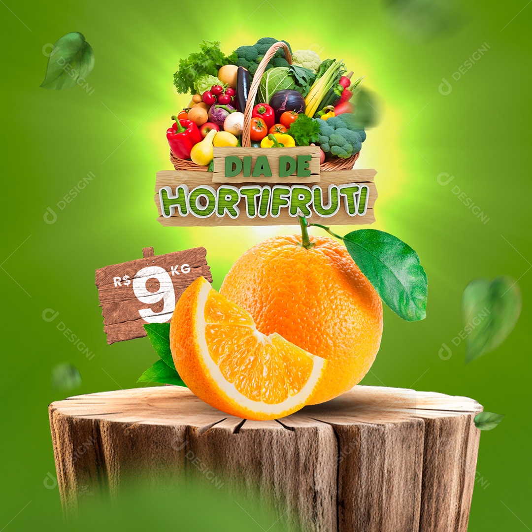 Dia de Hortifruti Laranja 9 KG Social Media PSD Editável