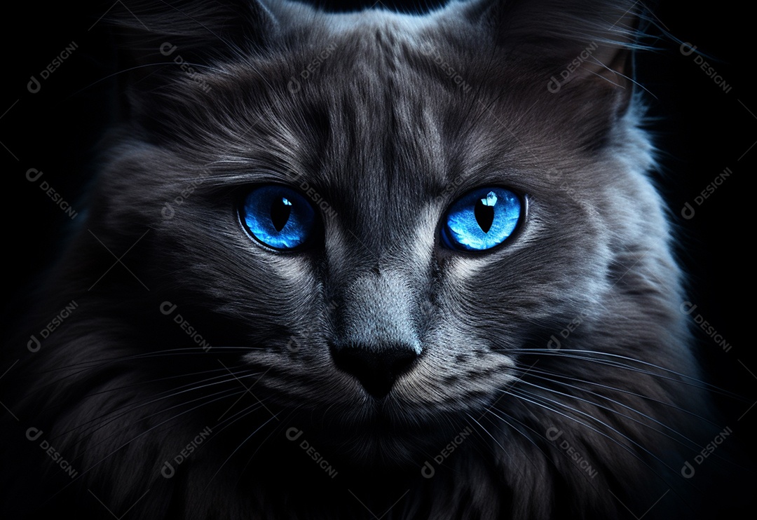 Gato de olhos azuis em imagem realista