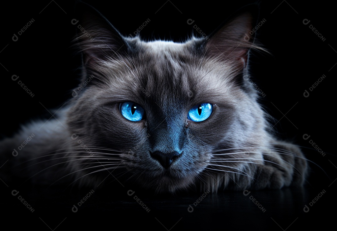 Gato de olhos azuis em imagem realista