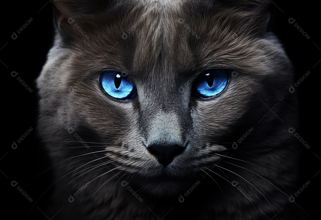 Gato de olhos azuis em imagem realista