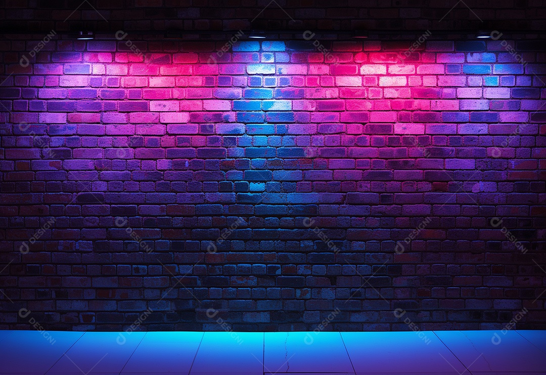 Parede de tijolos em cores neon