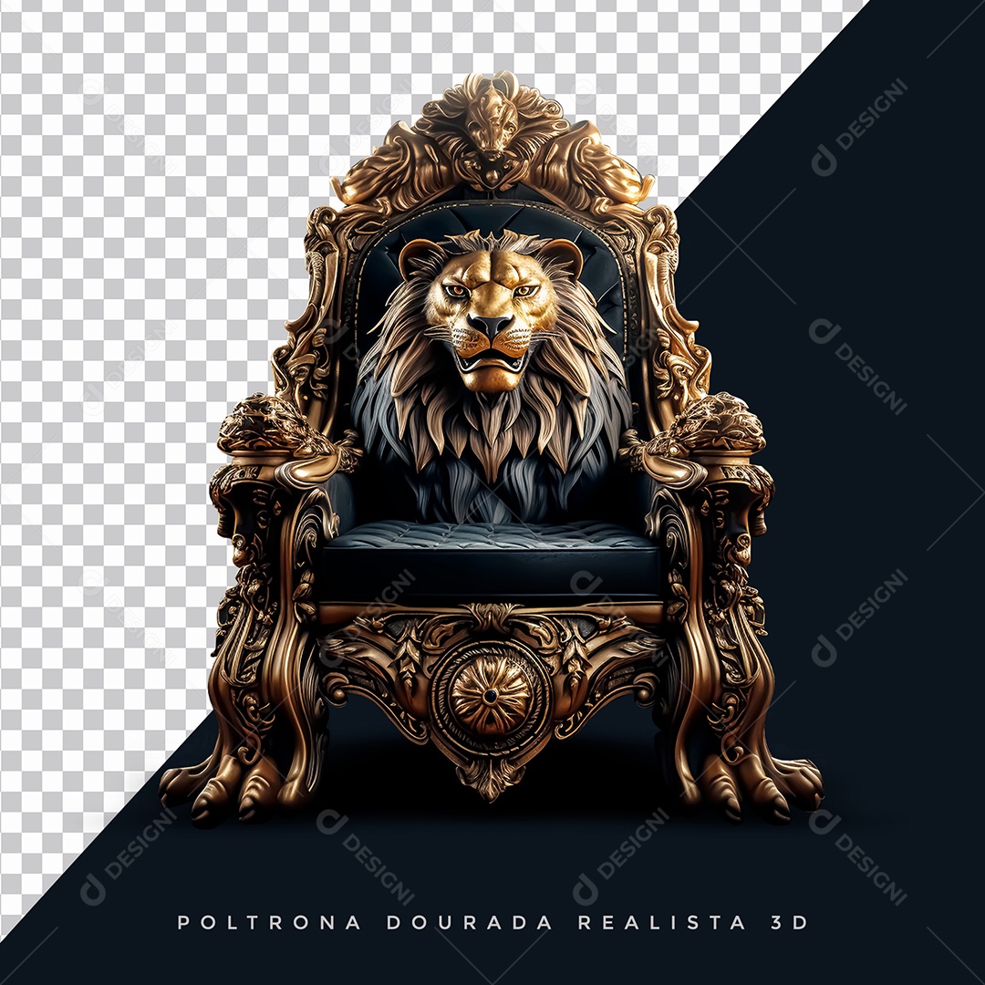 Poltrona Dourada Com Leão Para Composição PSD