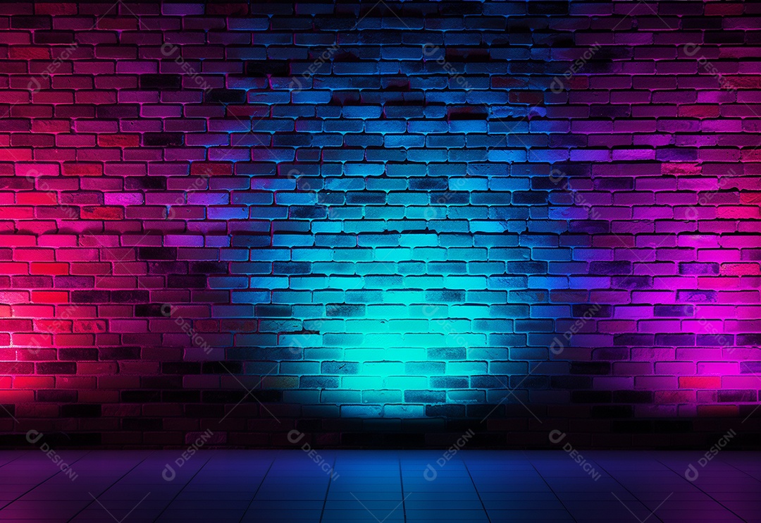 Parede de tijolos em cores neon
