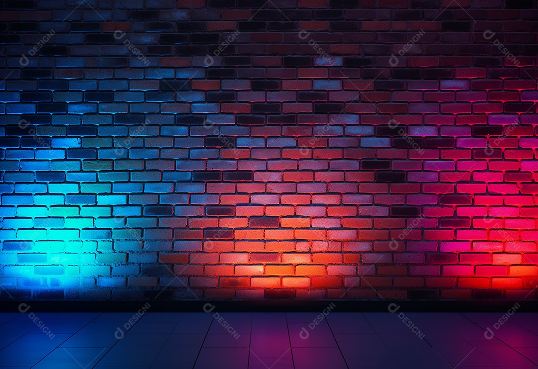 Parede de tijolos em cores neon