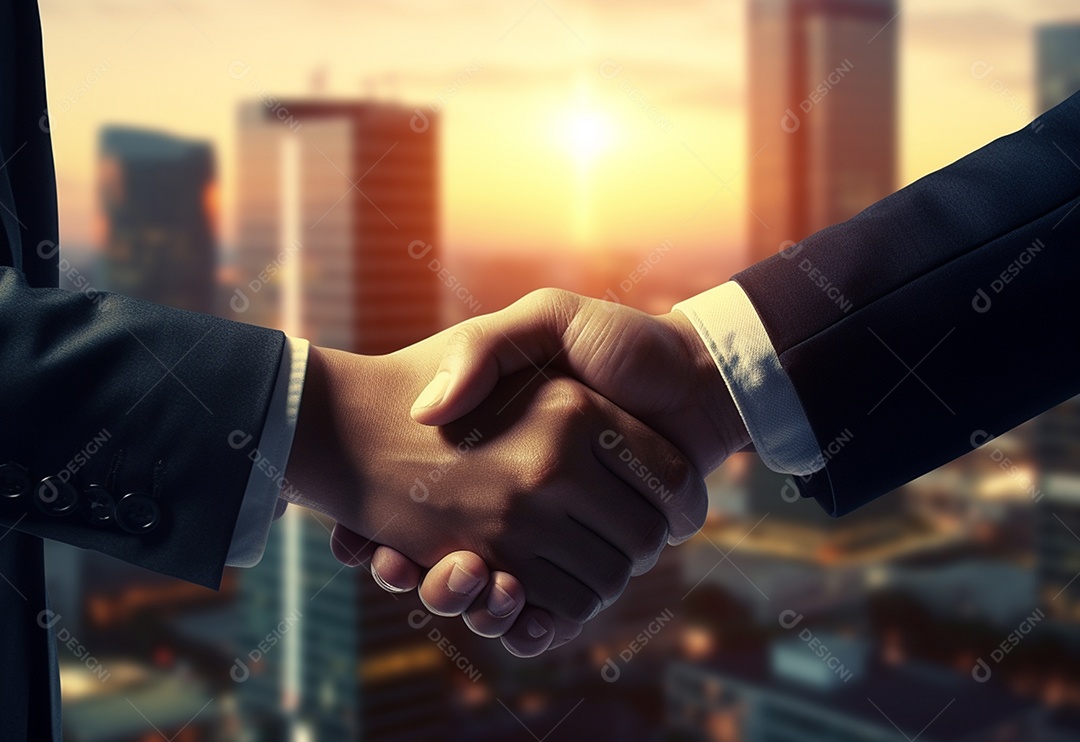 Empresário e mulher em aperto de mão para trabalho em equipe
