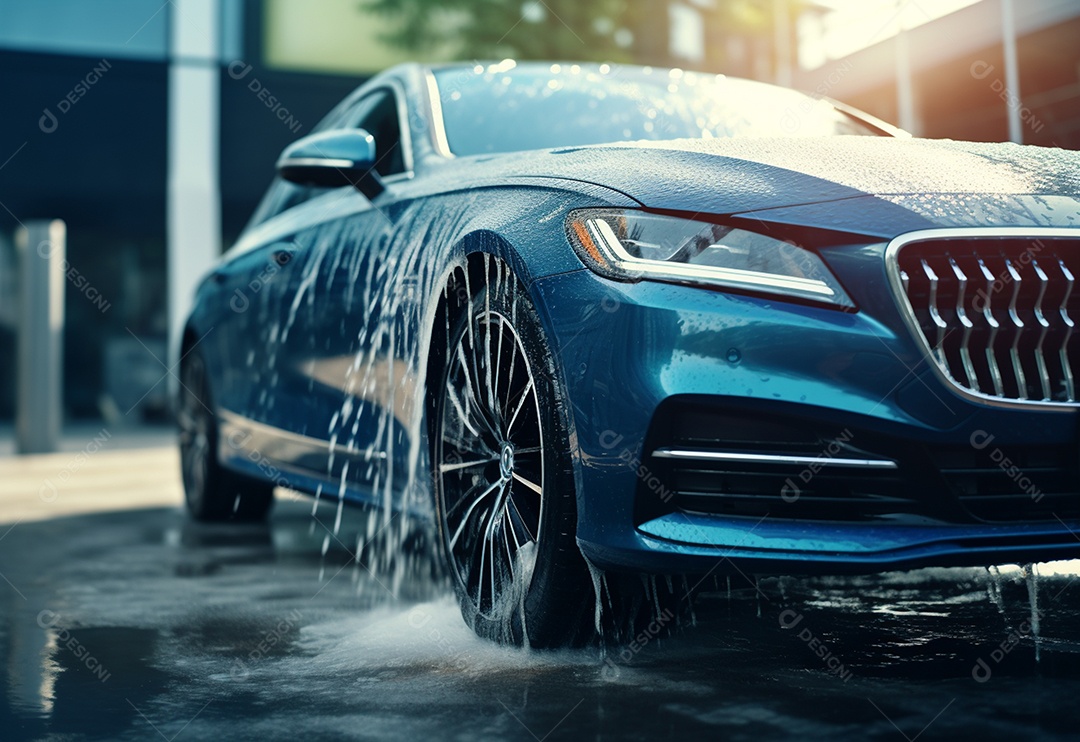 Lavagem de carro com lavadora de alta pressão