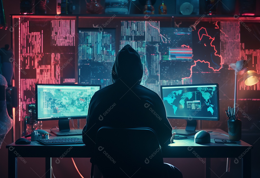 Conceito de segurança cibernética roubo de identidade hacks de banco de dados