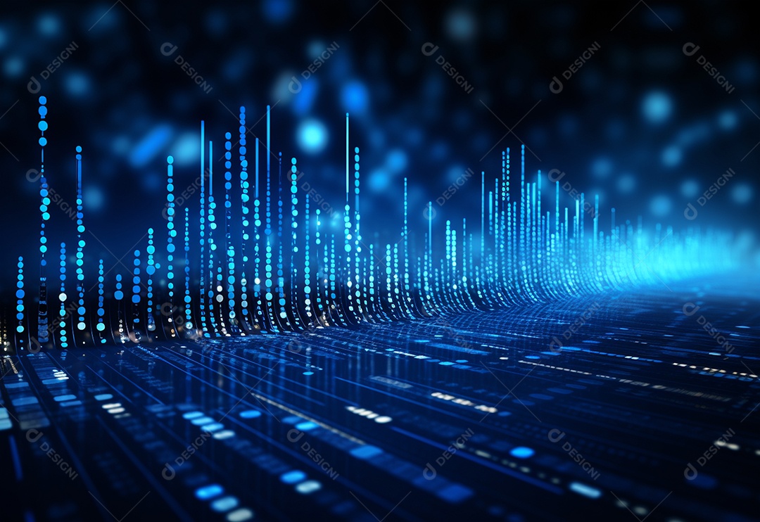 Sinais de tecnologia de dados com fundo azul