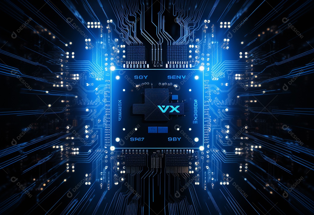 Sinais de tecnologia de dados com fundo azul