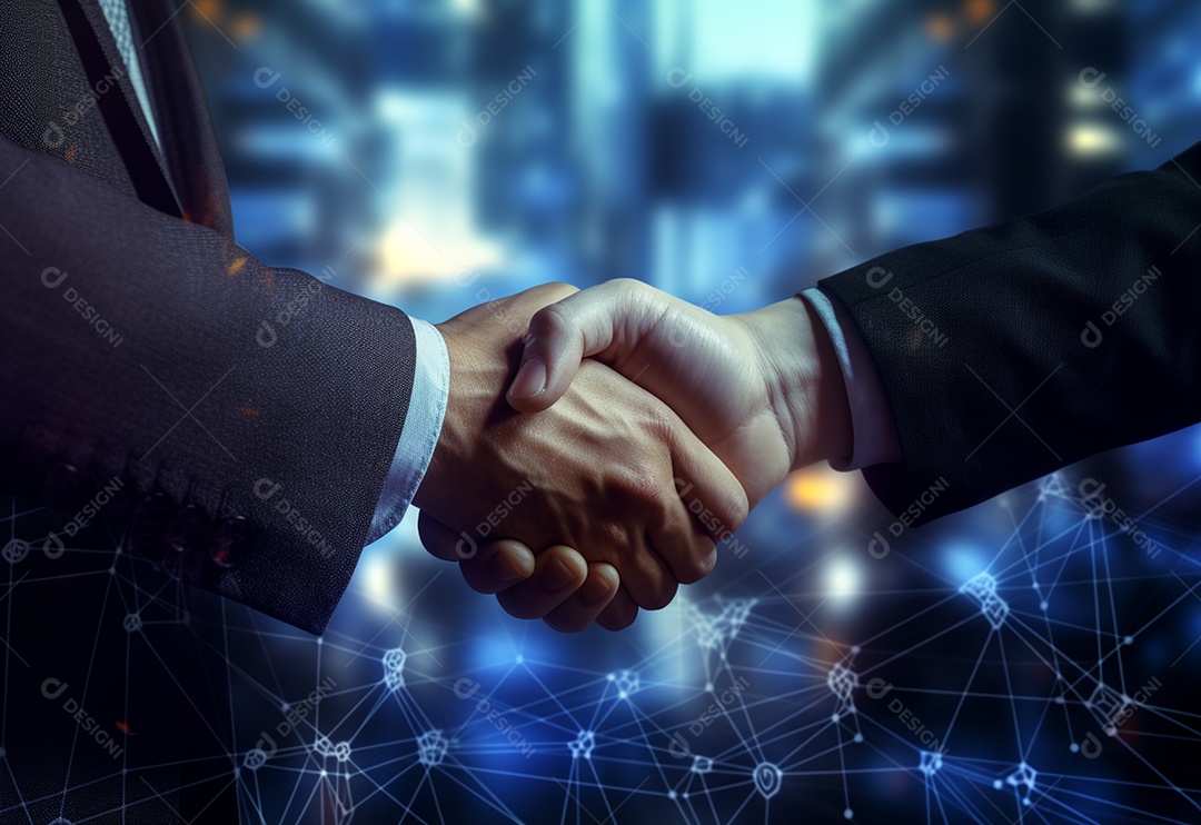 Imagem de dupla exposição da mão do homem de negócios do investidor